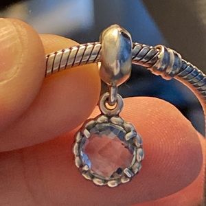 Authentic Pandora Cool Breeze Blue Topaz Dangle Charm Retired SS .925 Rare